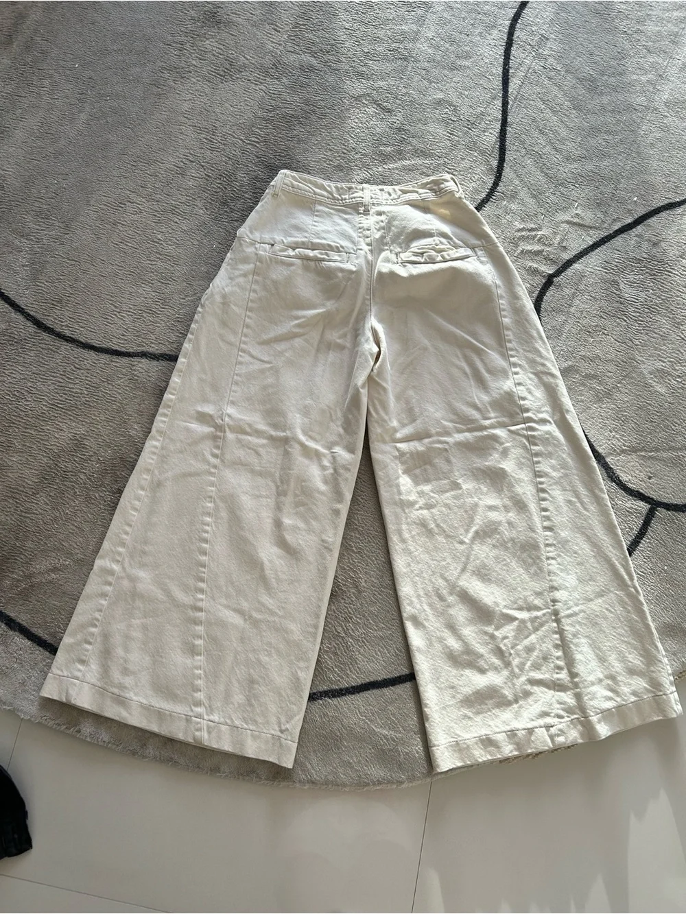Free People Wide Leg Cropped Pants in Off-White